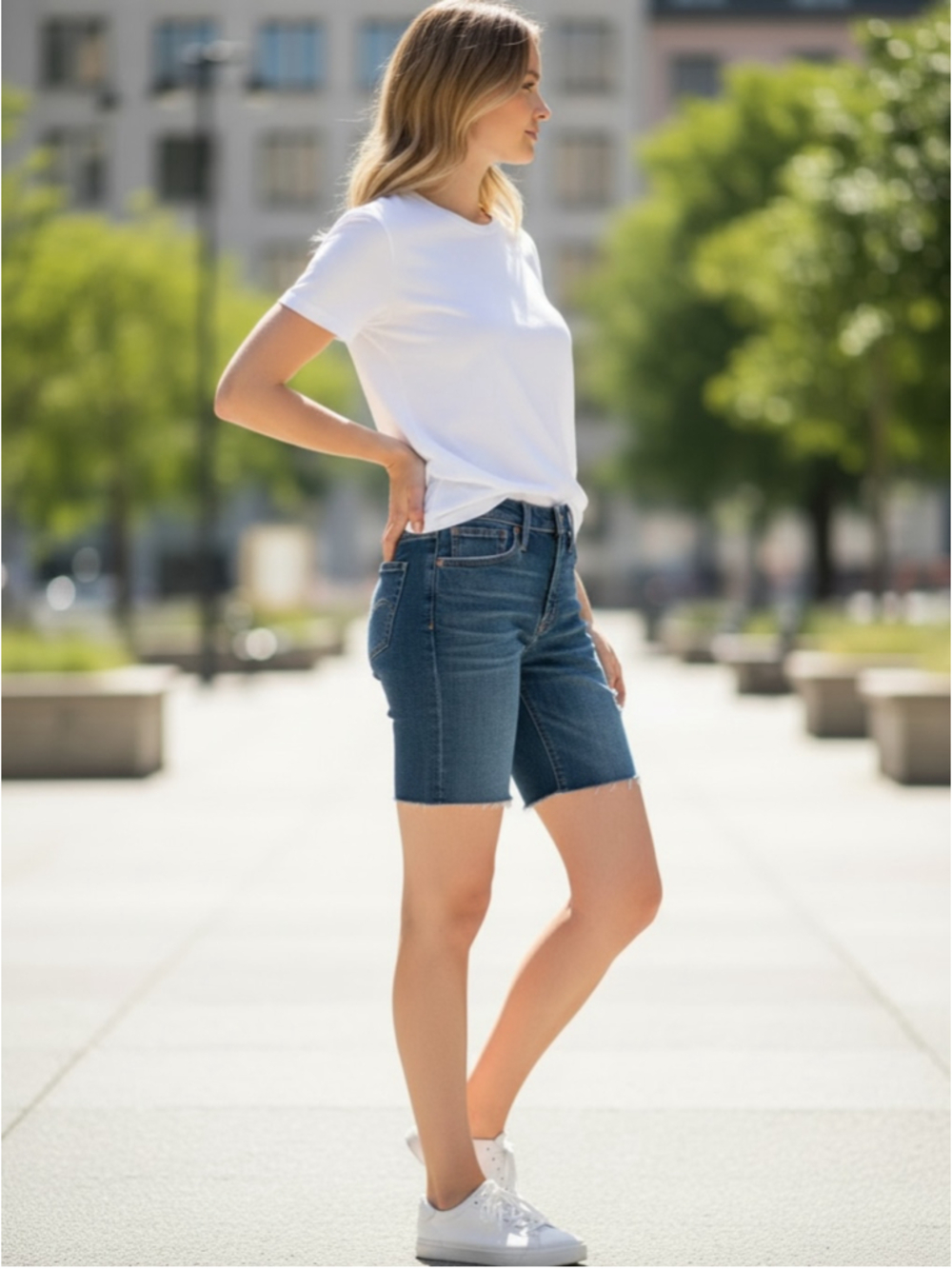 Madewell 9” High Rise Skinny Jean cutoff Shorts Women’s 27 Blue Distressed Denim